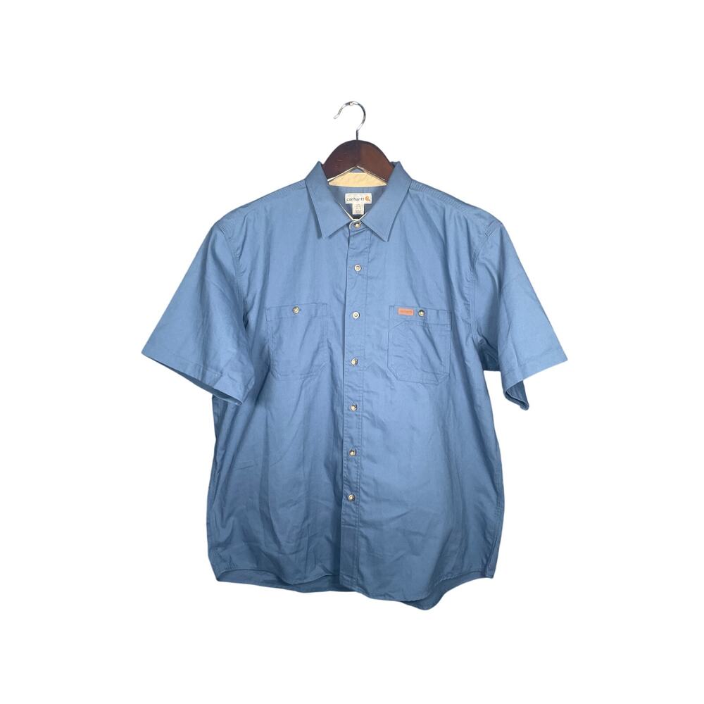 Carhartt Work Shirt Mens 2XL Blue SS Button Down Pockets Utility